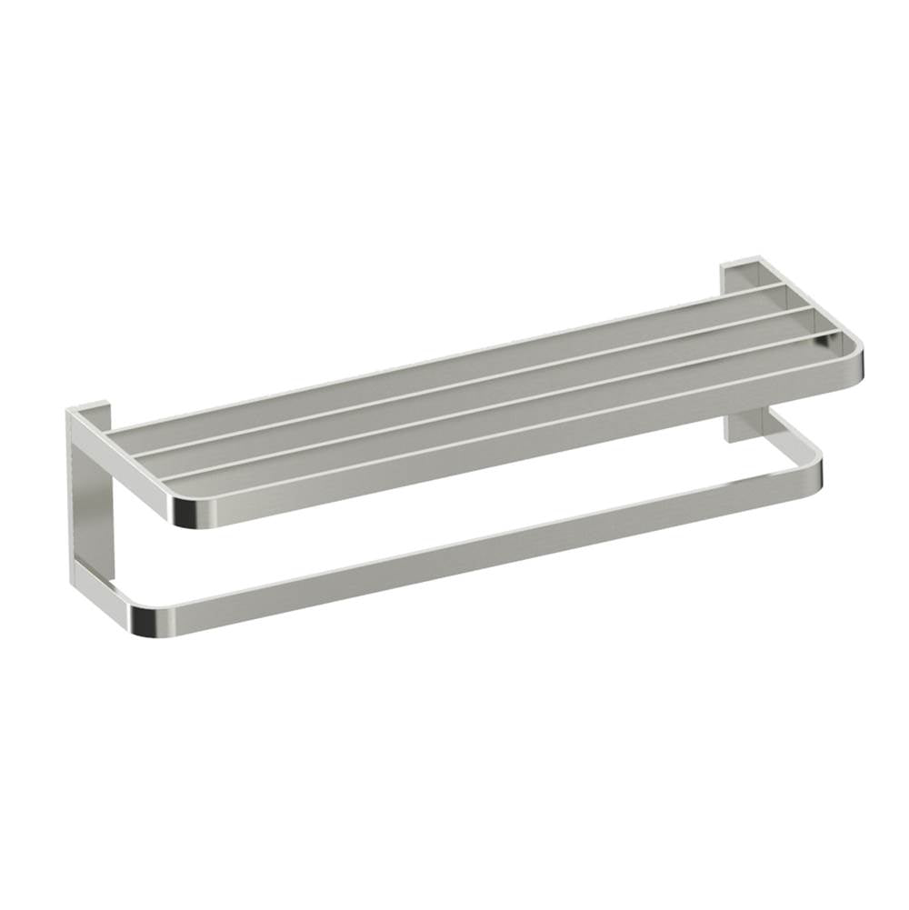Kartners - COLOGNE - Towel Shelf with Bathroom Towel Bar-Brushed Nickel - Brushed Nickel