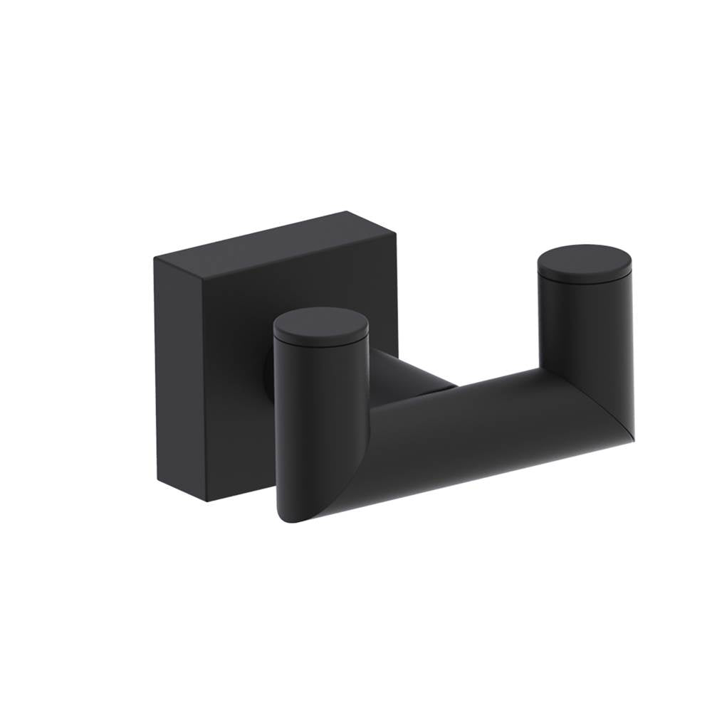 Kartners - MADRID - Double Prong Robe Hook-Matte Black - Matte Black