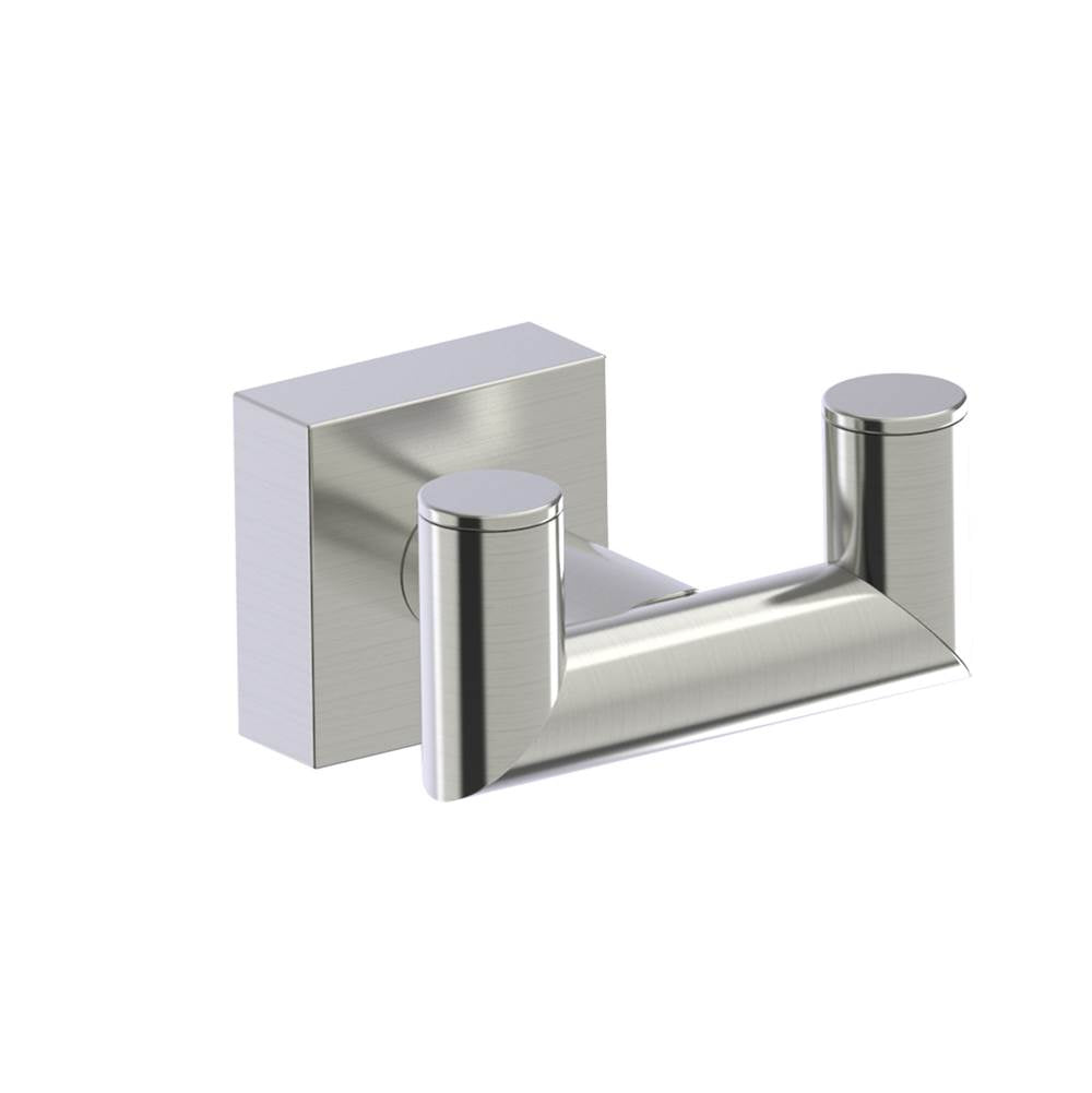 Kartners - MADRID - Double Prong Robe Hook-Brushed Nickel - Brushed Nickel