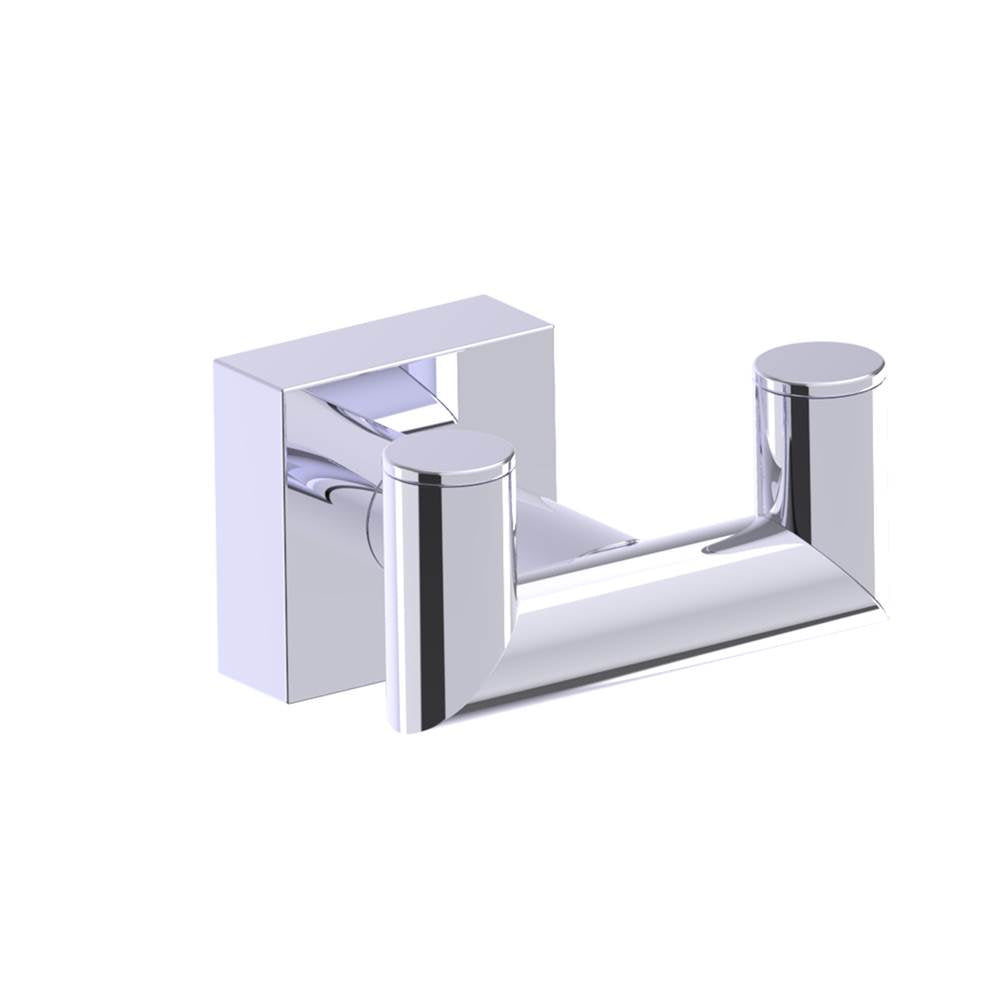 Kartners - MADRID - Double Prong Robe Hook-Polished Chrome - Polished Chrome