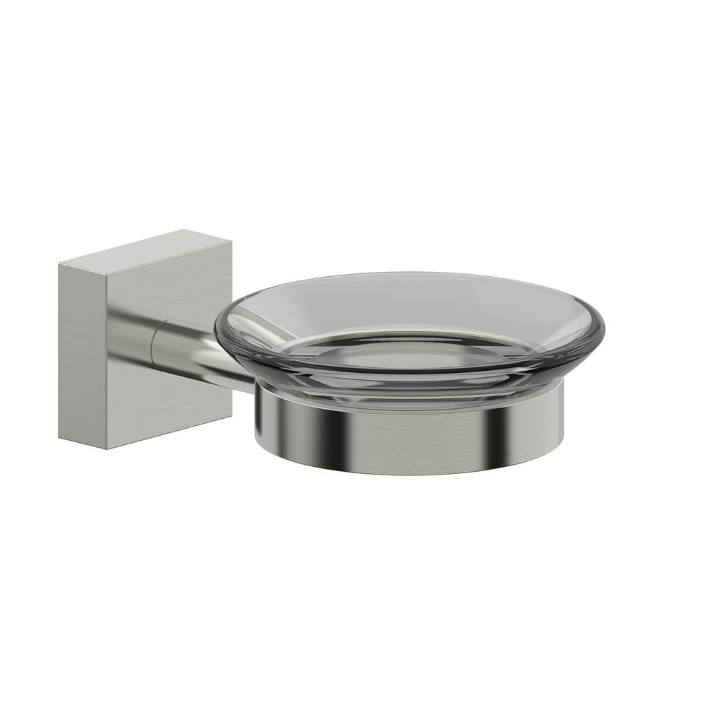 Kartners - MADRID - Wall Mounted Soap Dish with Frosted Glass-Brushed Nickel - Brushed Nickel