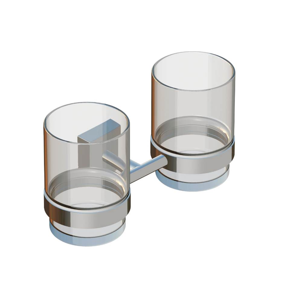Kartners - MADRID - Double Bathroom Tumbler Cup & Toothbrush Holder -Polished Chrome - Polished Chrome
