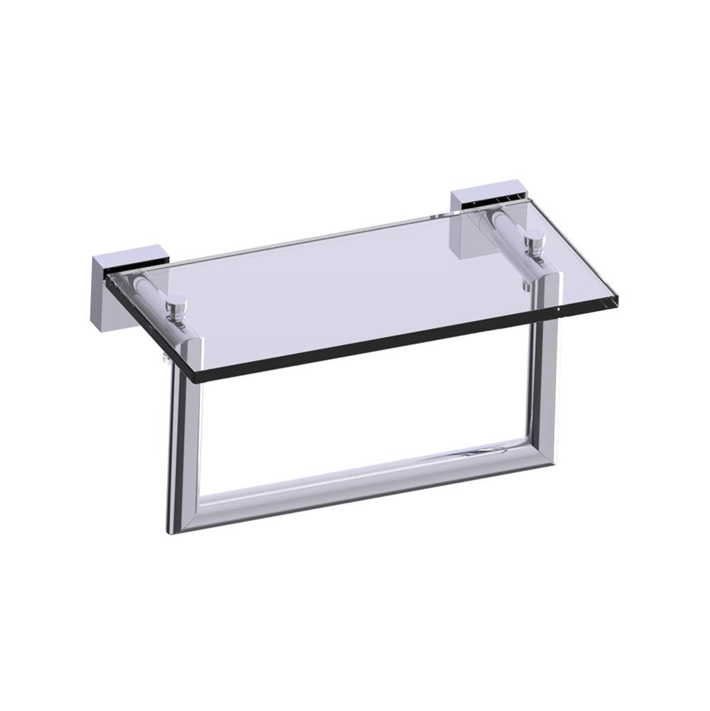 Kartners - MADRID - 10-inch Glass Shelf with Towel Rail-Polished Chrome - Polished Chrome