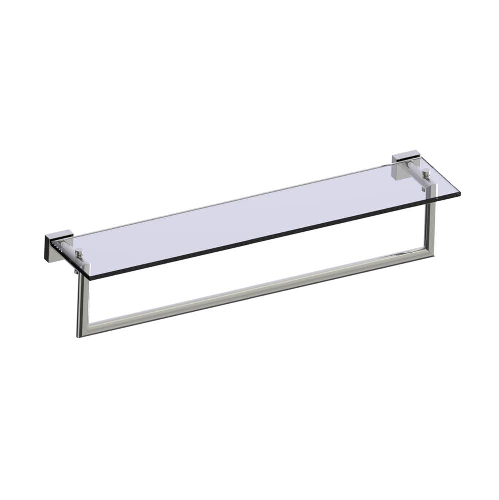 Kartners - MADRID - 24-inch Glass Shelf with Towel Rail-Polished Nickel - Polished Nickel