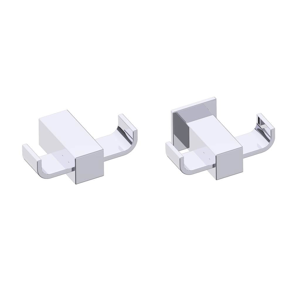 Kartners - LISBON - Double Prong Robe Hook -Polished Chrome - Polished Chrome