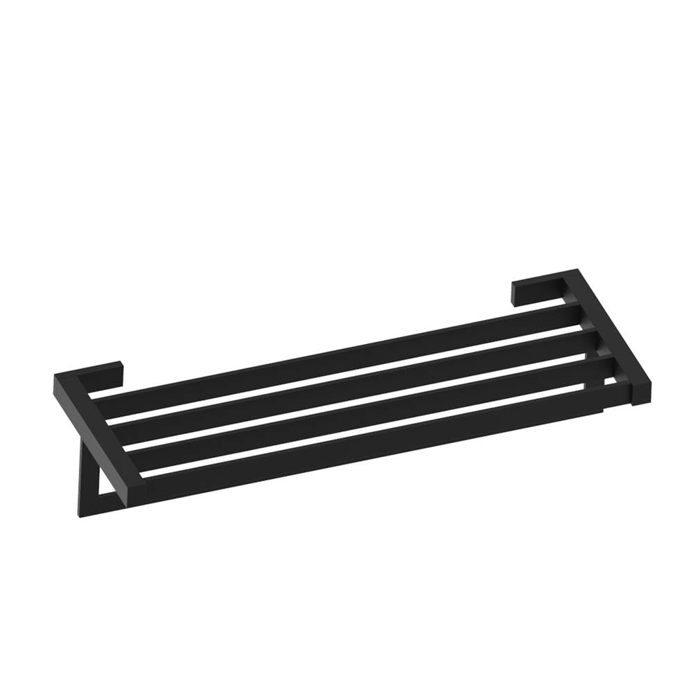 Kartners - MUNICH - Towel Shelf with 24-inch Bathroom Towel Bar-Matte Black - Matte Black