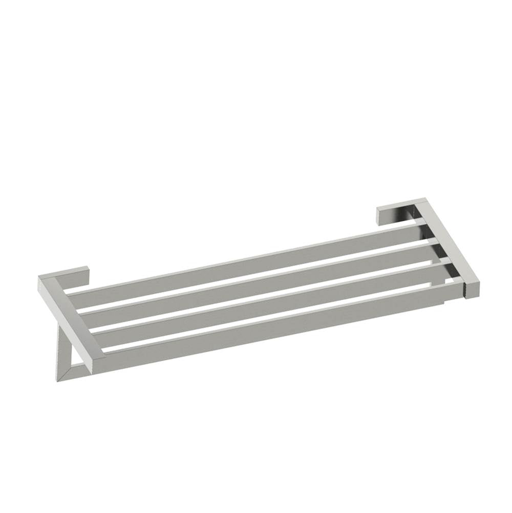 Kartners - MUNICH - Towel Shelf with 24-inch Bathroom Towel Bar-Brushed Nickel - Brushed Nickel