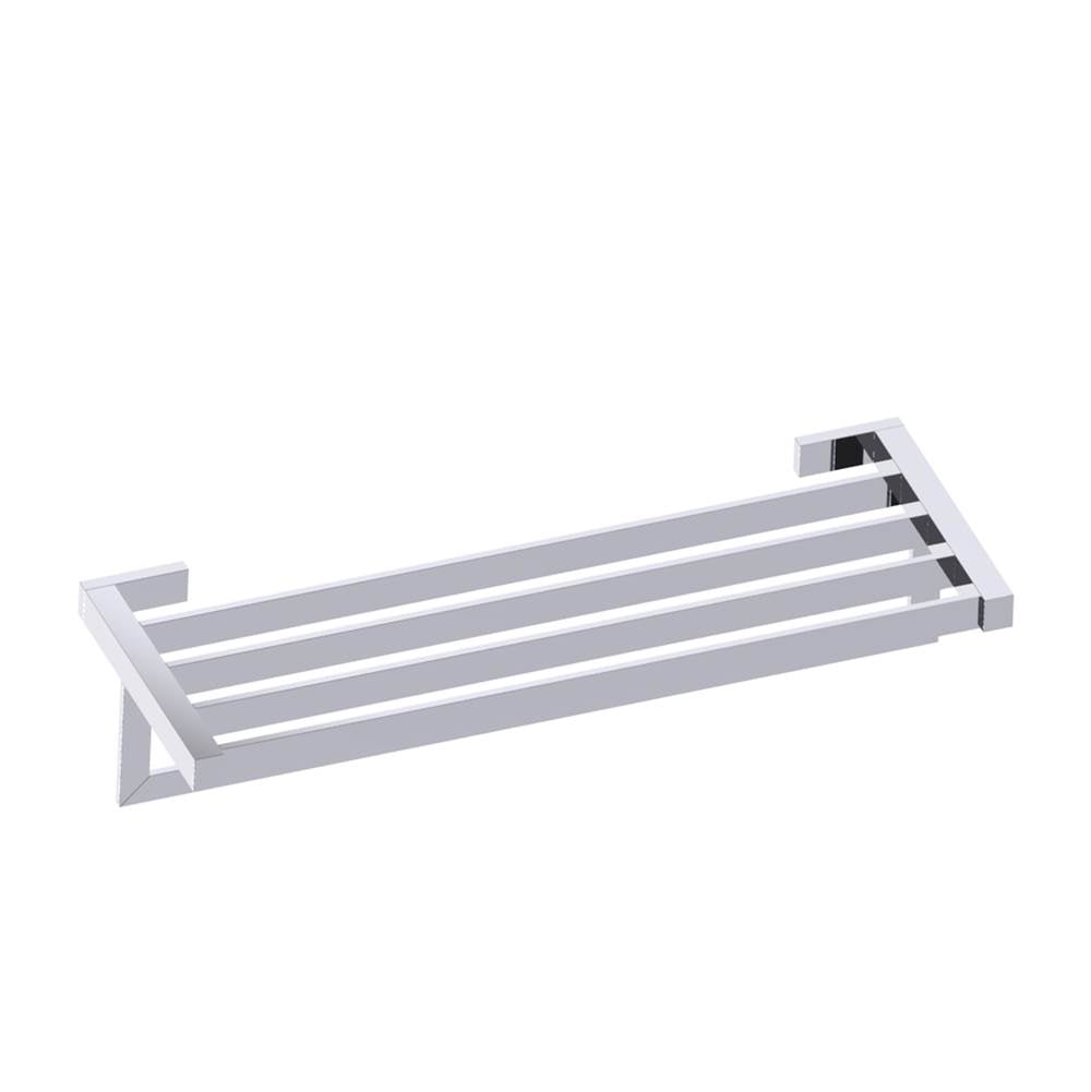 Kartners - MUNICH - Towel Shelf with 24-inch Bathroom Towel Bar-Polished Chrome - Polished Chrome