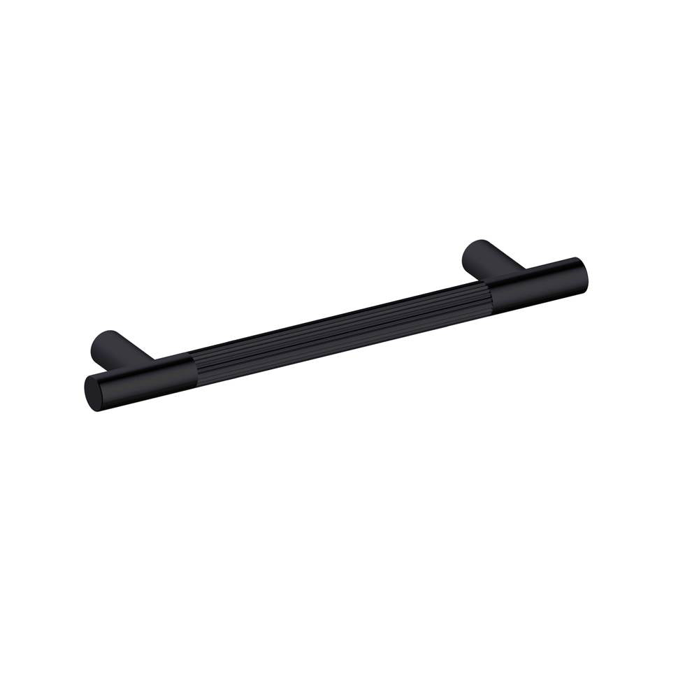 Kartners - Straight Knurled - 8-inch Cabinet Pull-Matte Black - Matte Black