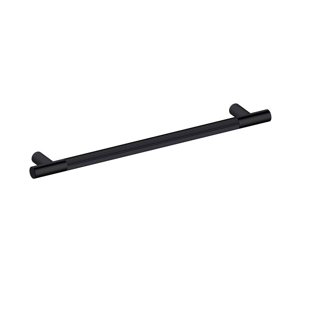 Kartners - Straight Knurled - 12-inch Cabinet Pull-Matte Black - Matte Black