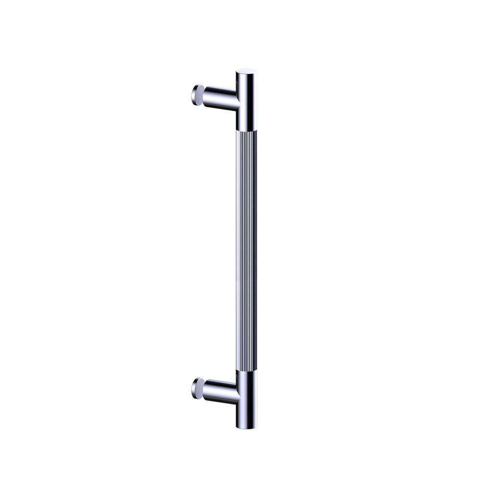 Kartners - Straight Knurled - 18-inch Single Shower Door Handle-Polished Chrome - Polished Chrome