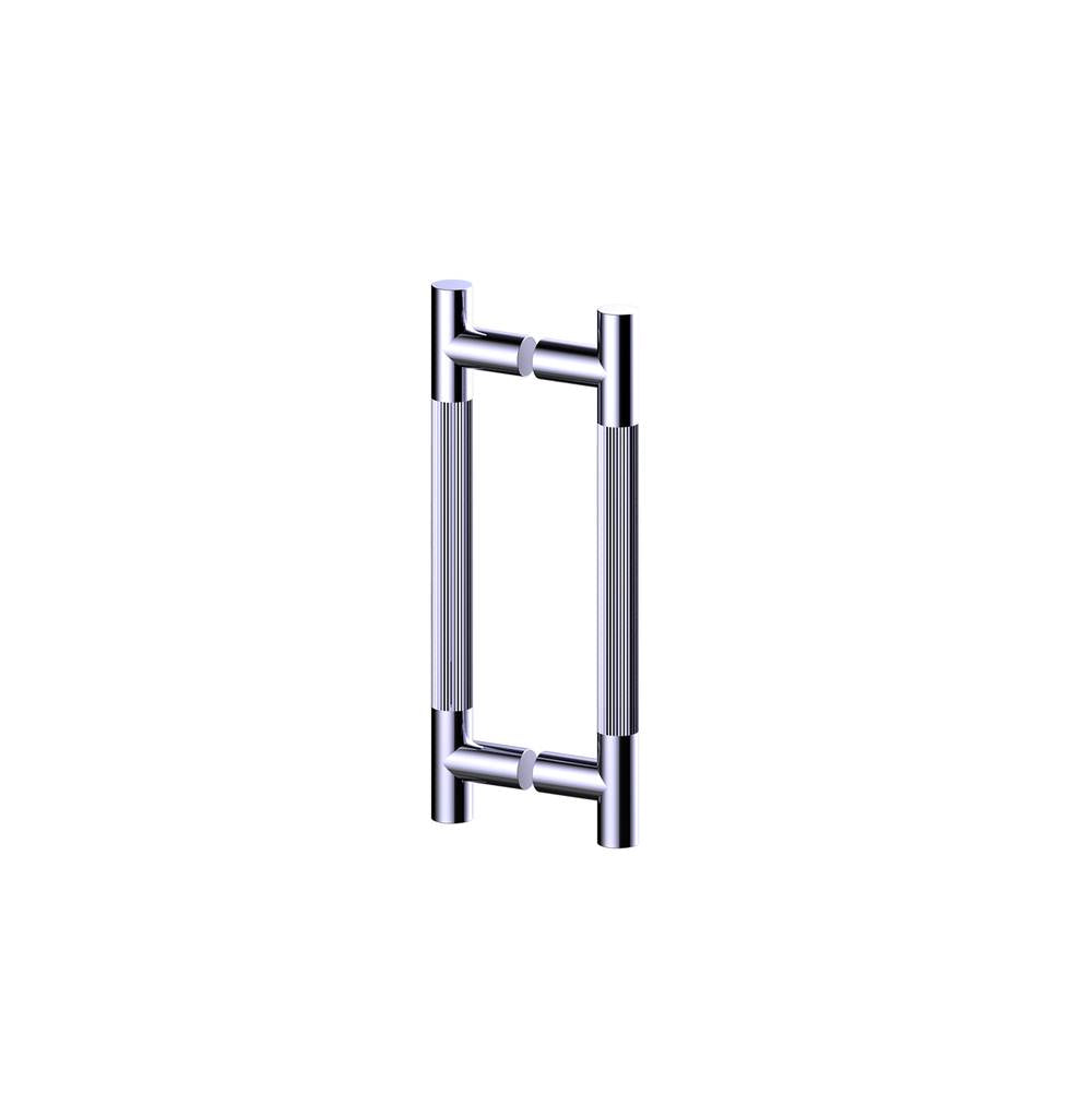 Kartners - Straight Knurled - 8-inch Double Shower Door Handle-Brushed Brass - Brushed Brass