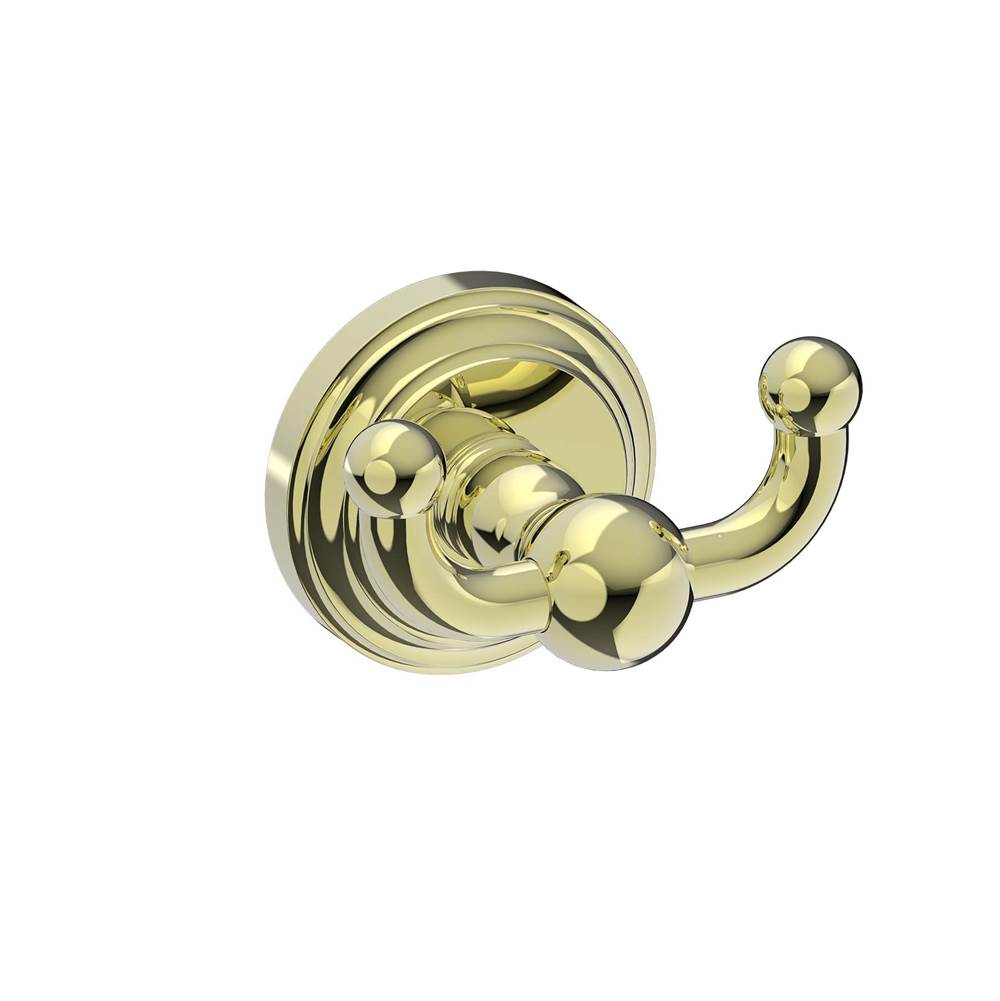 Kartners - FLORENCE - Double Prong Robe Hook-Polished Brass - Polished Brass