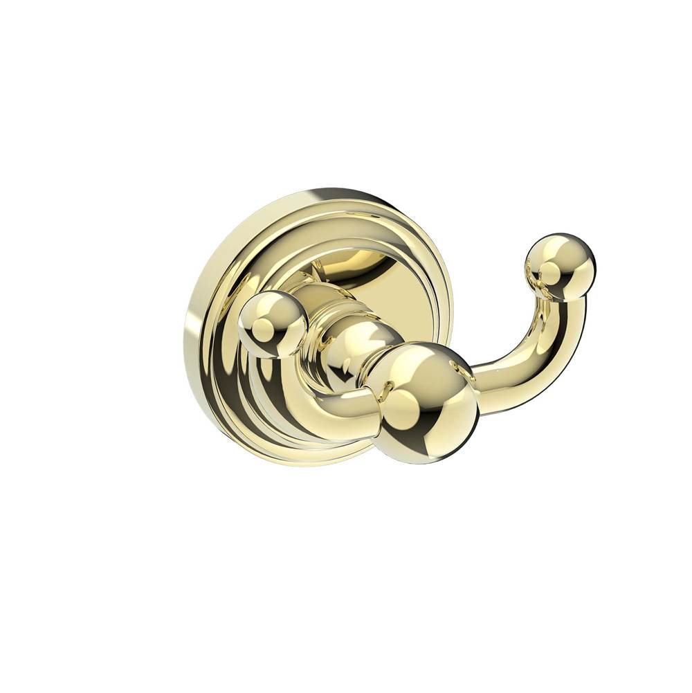 Kartners - FLORENCE - Double Prong Robe Hook-Unlacquered Brass - Unlaquered Brass