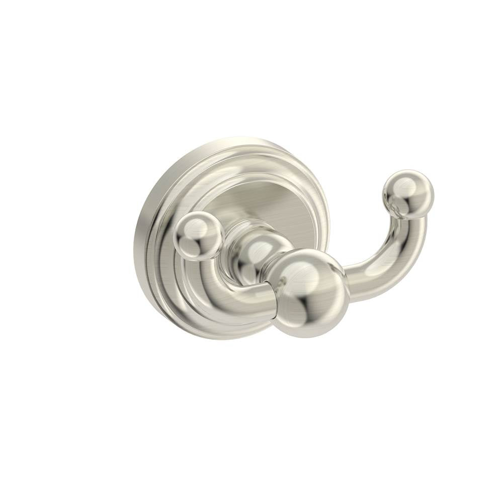 Kartners - FLORENCE - Double Prong Robe Hook-Brushed Nickel - Brushed Nickel