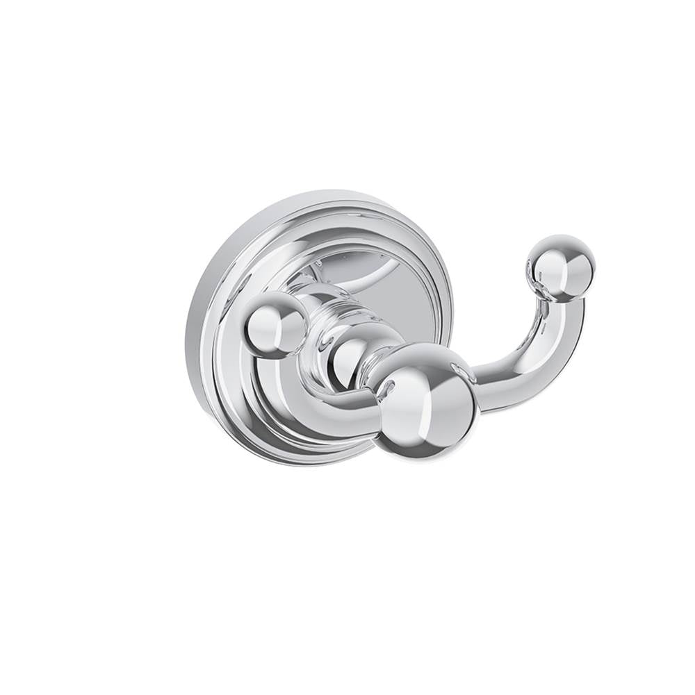 Kartners - FLORENCE - Double Prong Robe Hook Solid Back-Polished Nickel - Polished Nickel