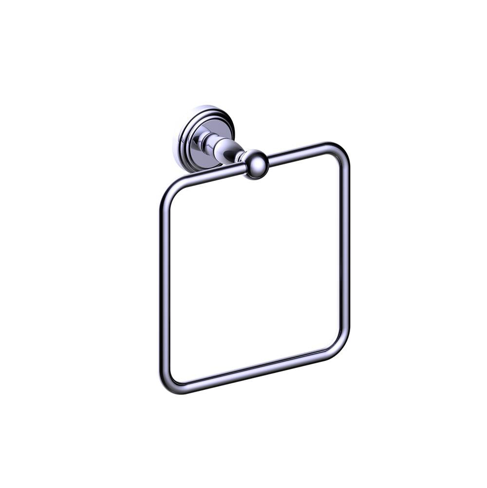 Kartners - FLORENCE - Square Towel Ring-Polished Chrome - Polished Chrome