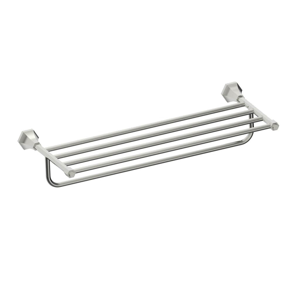 Kartners - PISA - Towel Shelf with Bathroom Towel Bar-Brushed Nickel - Brushed Nickel
