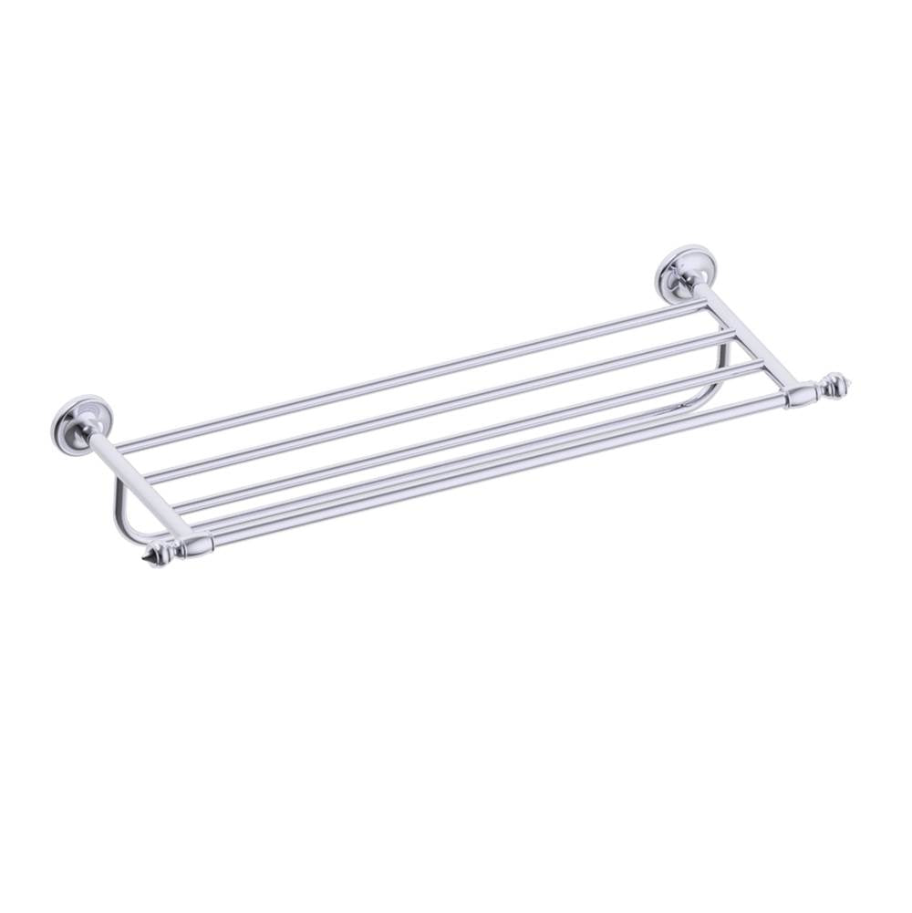 Kartners - LYON - Towel Shelf with 24-inch Bathroom Towel Bar-Polished Chrome - Polished Chrome