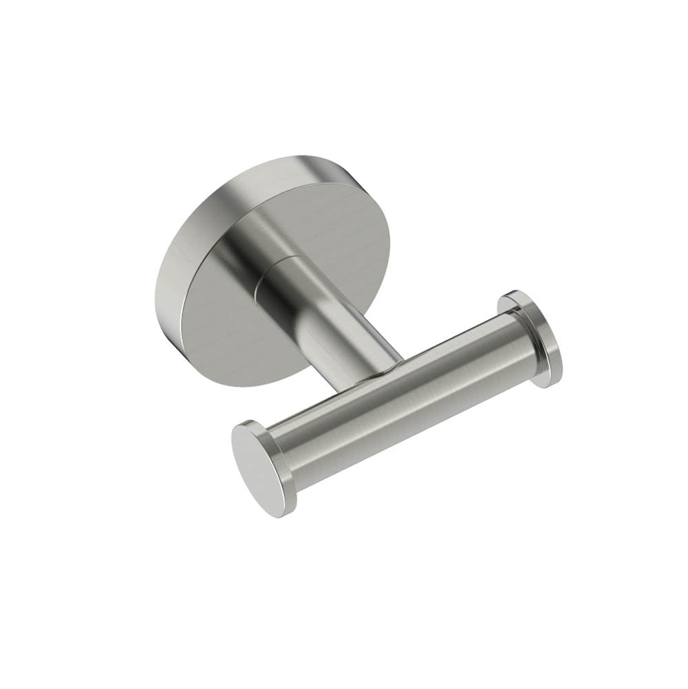 Kartners - CIRCO - Double Prong Robe Hook-Brushed Nickel - Brushed Nickel