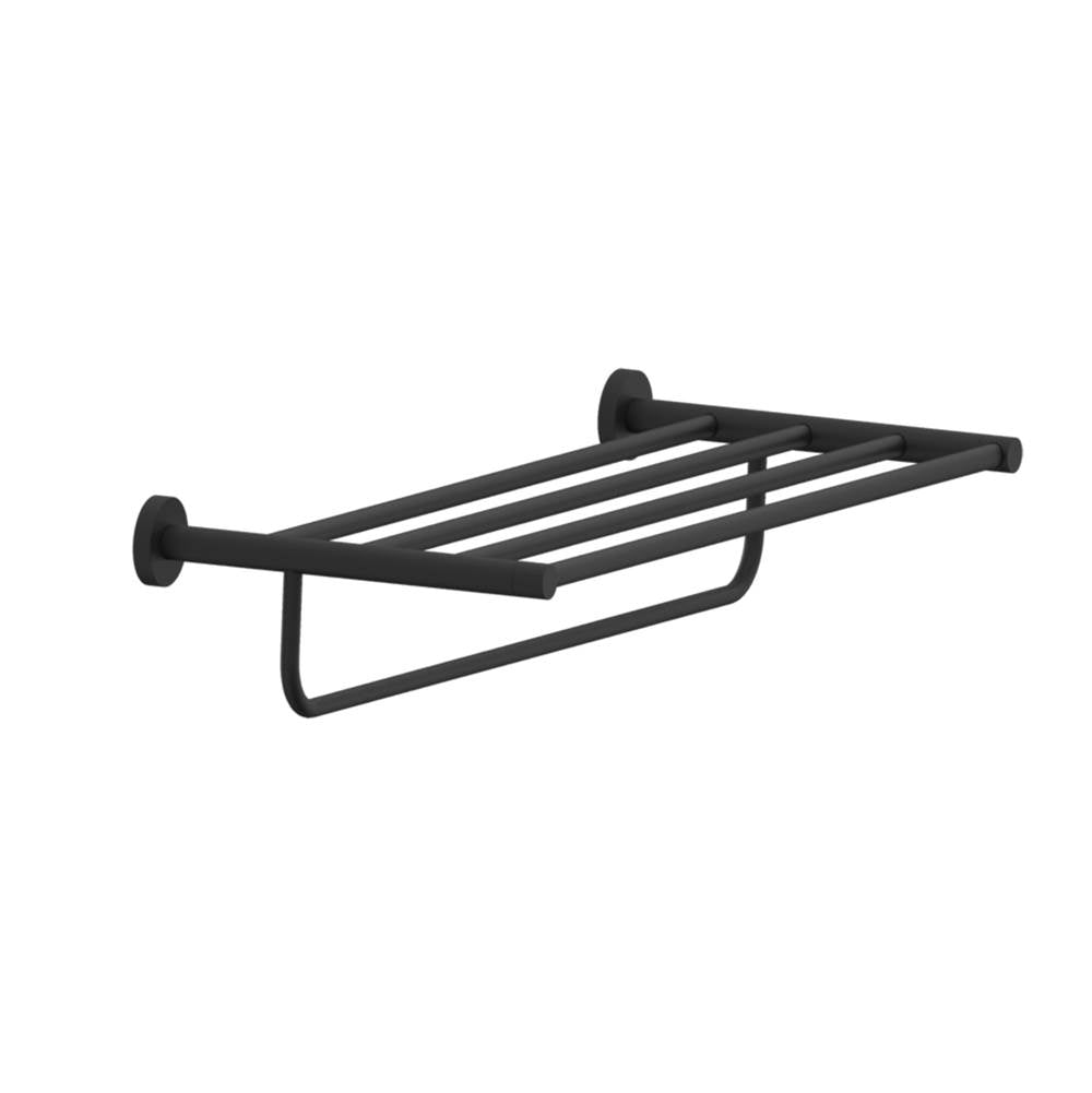 Kartners - CIRCO - Towel Shelf with Bar 24-inch-Matte Black - Matte Black