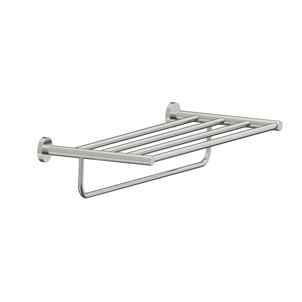 Kartners - CIRCO - Towel Shelf with Bar 24-inch-Brushed Nickel - Brushed Nickel