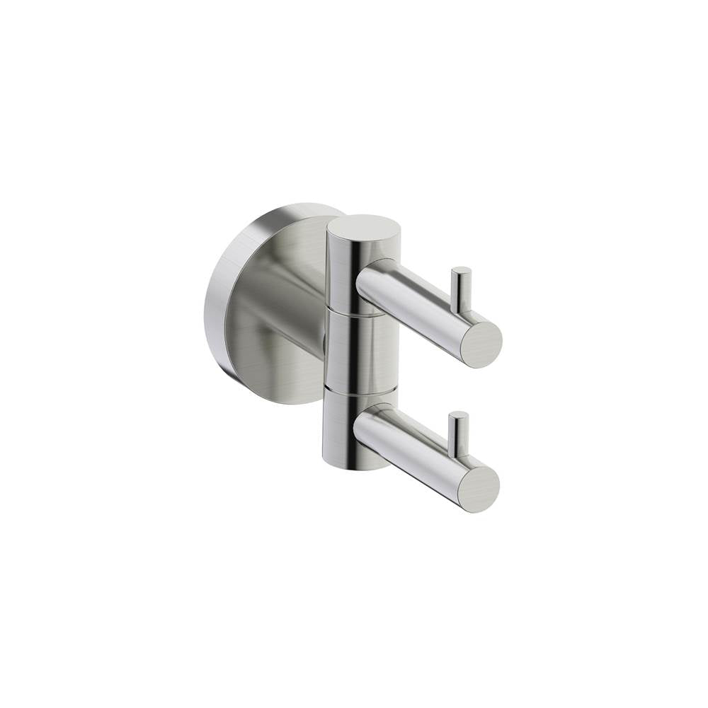 Kartners - BUILDERS - Double Prong Robe Hook-Brushed Nickel - Brushed Nickel