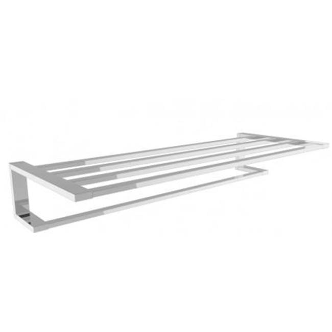 Kartners - NAPLES - Towel Shelf with 24-inch Bathroom Towel Bar-Polished Chrome - Polished Chrome