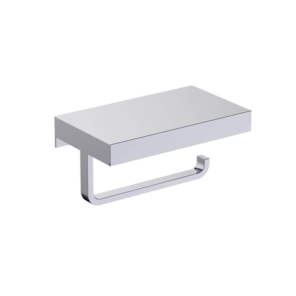 Kartners - HOTEL - Toilet Paper Holder with Shelf-Polished Chrome - Polished Chrome