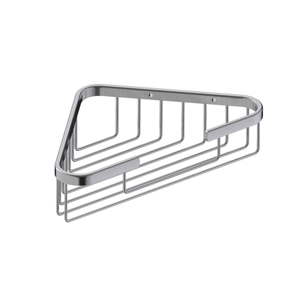 Kartners - Bath & Shower Baskets - Wire Basket - Corner Mount-Brushed Nickel - Brushed Nickel
