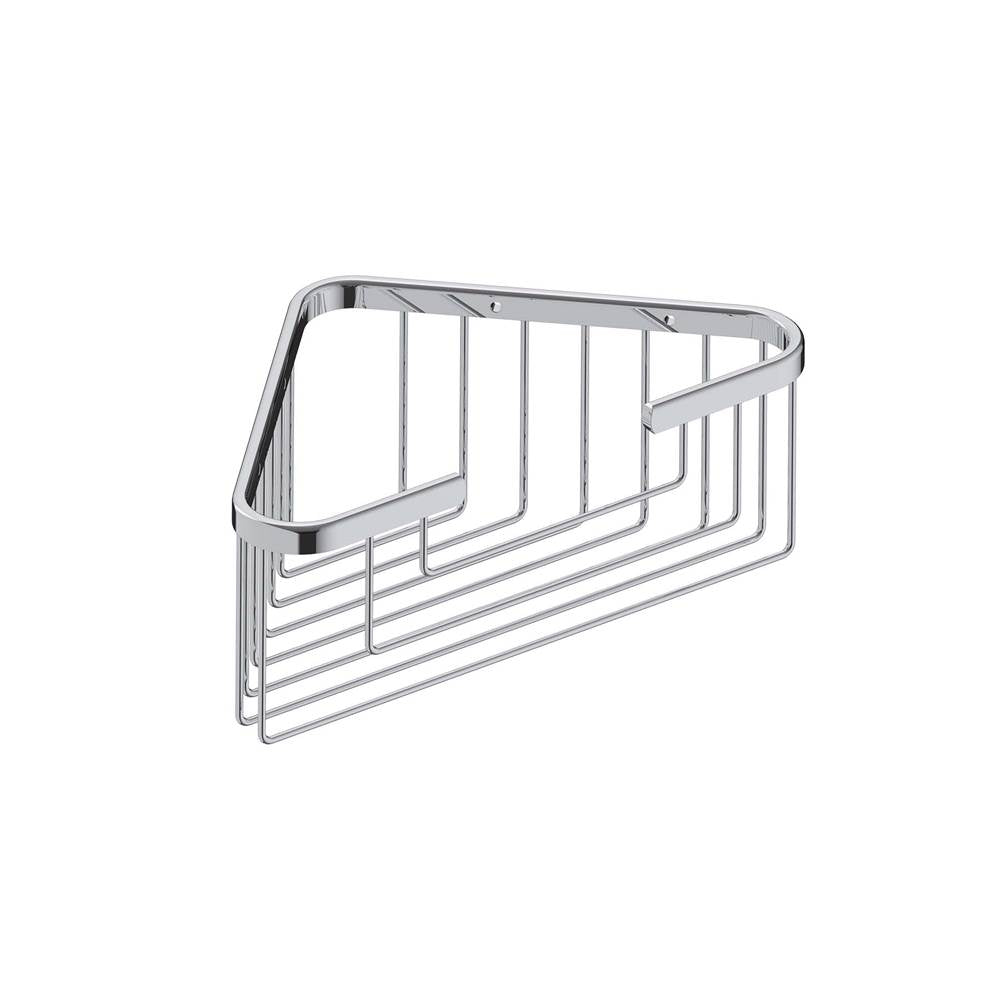 Kartners - Bath & Shower Baskets - Deep Corner Wire Basket-Polished Nickel - Polished Nickel