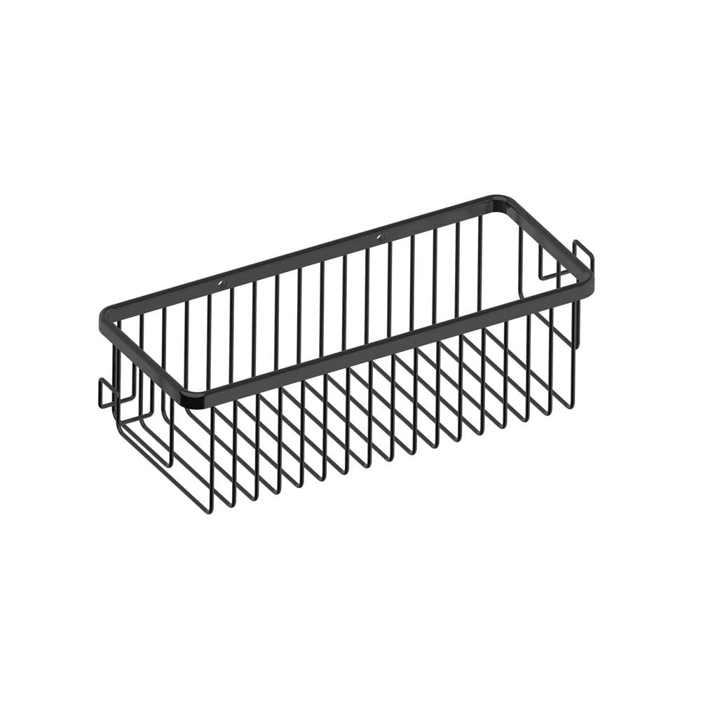 Kartners - Bath & Shower Baskets - Single Wire Basket with Hooks-Matte Black - Matte Black