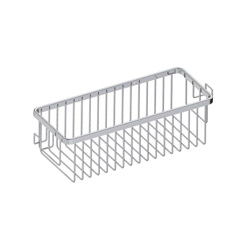 Kartners - Bath & Shower Baskets - Single Wire Basket with Hooks-Polished Nickel - Polished Nickel