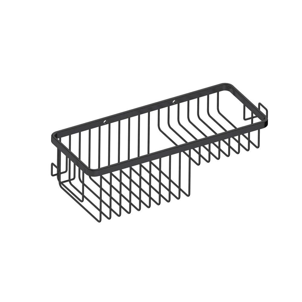 Kartners - Bath & Shower Baskets - Wire Basket with Hooks-Matte Black - Matte Black
