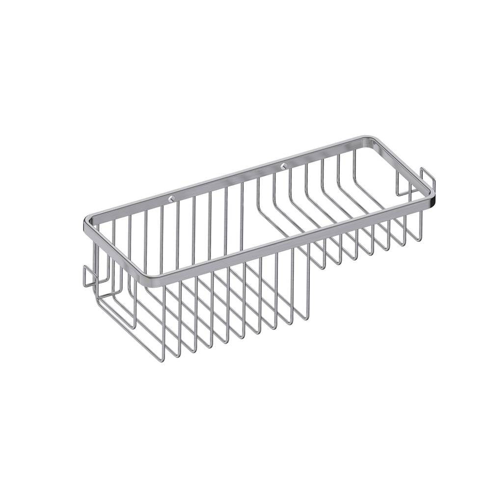 Kartners - Bath & Shower Baskets - Wire Basket with Hooks-Brushed Nickel - Brushed Nickel