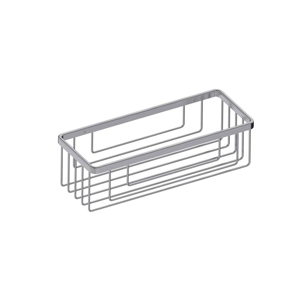 Kartners - Bath & Shower Baskets - 12-inch Wire Basket-Brushed Nickel - Brushed Nickel