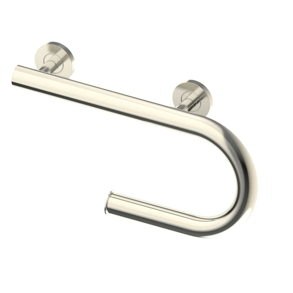 Kartners - Grab Bar with Paper Holder (Left)-Brushed Nickel - Brushed Nickel