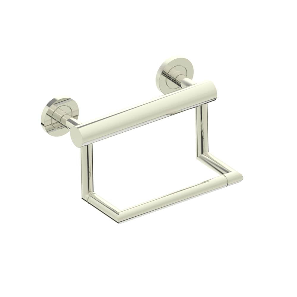 Kartners - 9-inch Pivot Grab Bar with Paper Holder-Polished Nickel - Polished Nickel