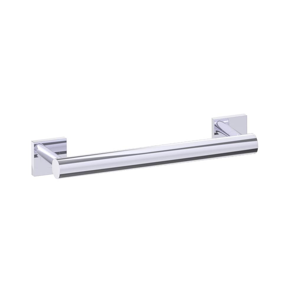 Kartners - 9400 Series 12-inch Round Grab Bar with Square Rosettes 35mm-Polished Chrome - Polished Chrome