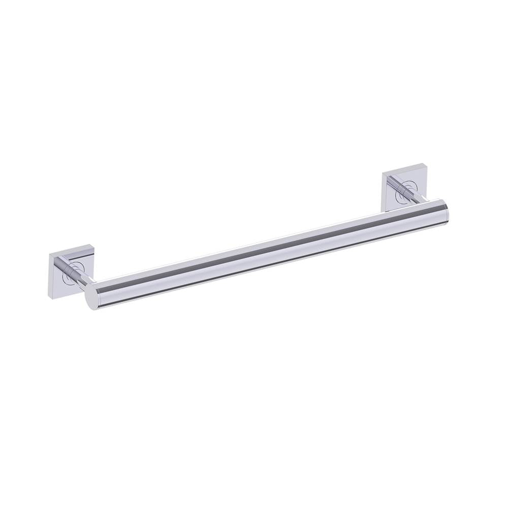 Kartners - 9400 Series 18-inch Round Grab Bar with Square Rosettes- 35mm-Polished Chrome - Polished Chrome