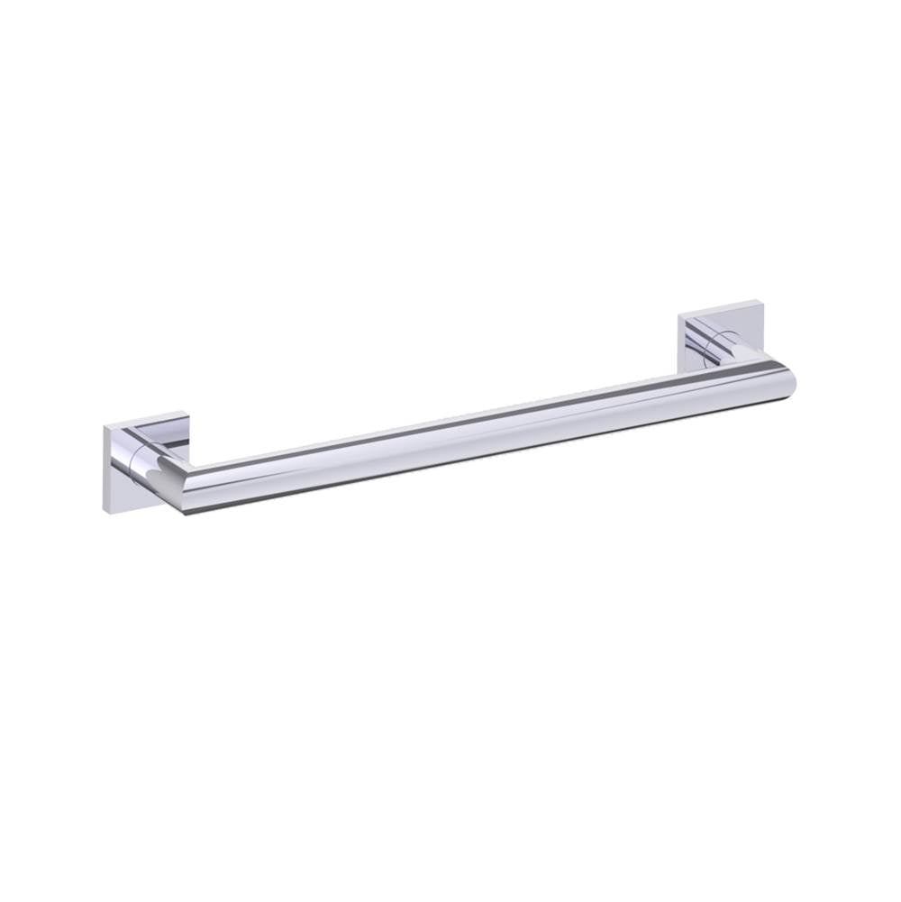 Kartners - 9600 Series 12-inch Mitered Grab Bar with Square Rosettes-Polished Chrome - Polished Chrome