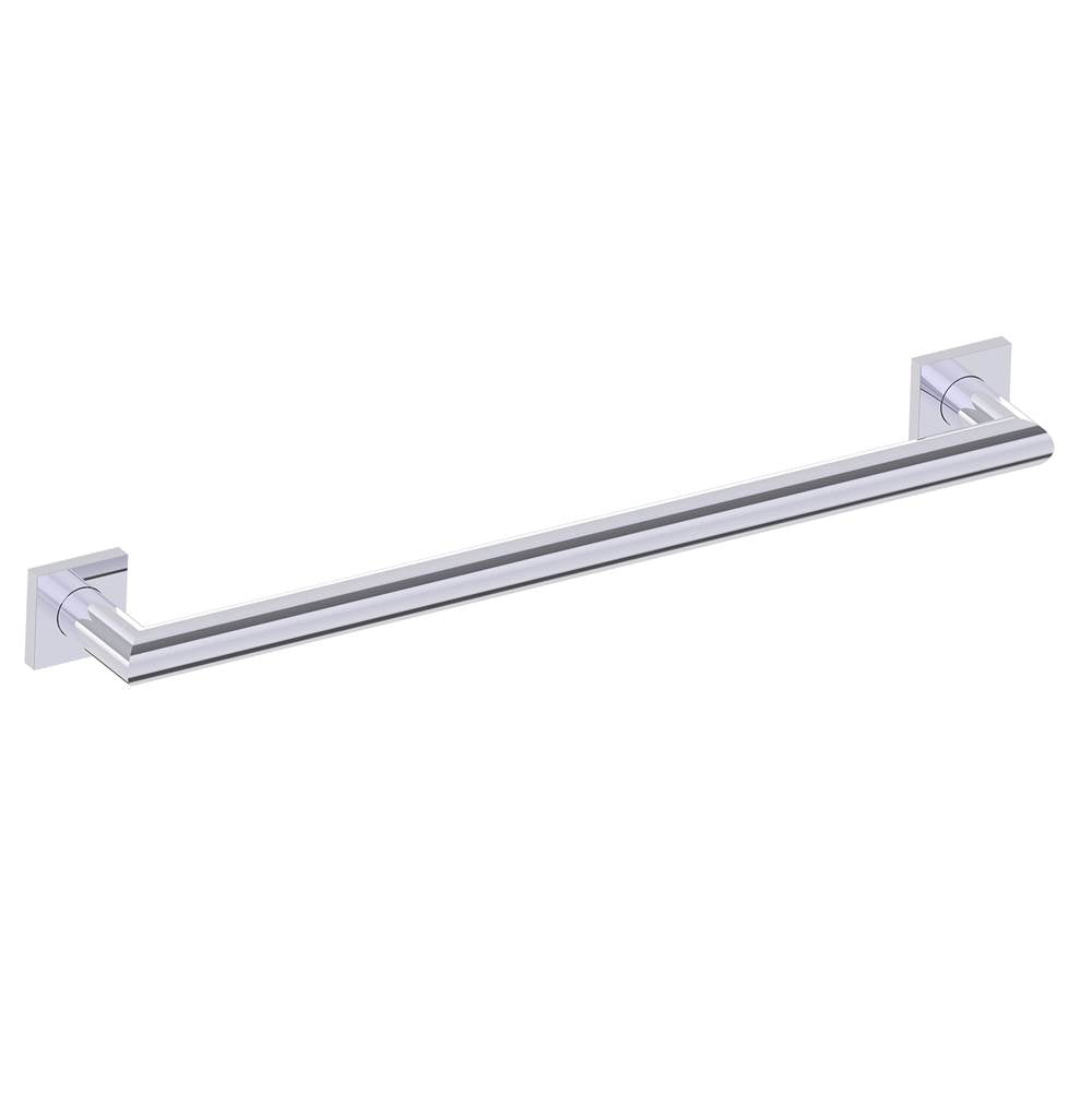 Kartners - 9600 Series 24-inch Mitered Grab Bar with Square Rosettes-Polished Chrome - Polished Chrome