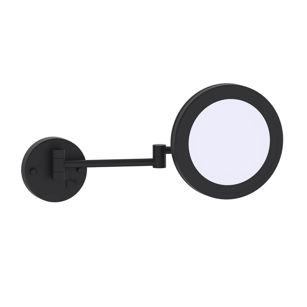 Kartners - Mirror - 8.5-inch Round Wall Mounted with LED Light Mirror-Matte Black - Matte Black
