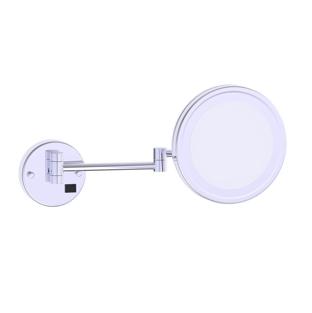 Kartners - Mirror - 8.5-inch Round Wall Mounted with LED Light Mirror-Polished Chrome - Polished Chrome