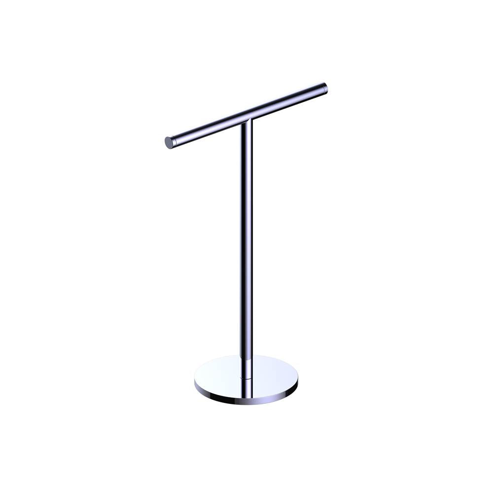 Kartners - Free Standing - Round Hand Towel Holder -Polished Chrome - Polished Chrome