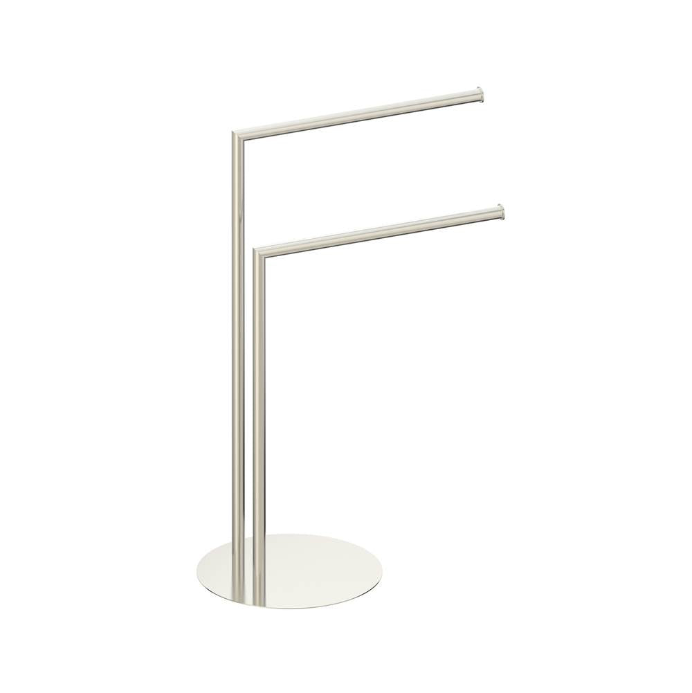 Kartners - Free Standing - Round Double Towel Rail-Brushed Nickel - Brushed Nickel