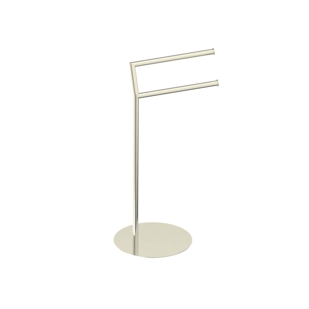 Kartners - Free Standing - Round Double Towel Rail -Brushed Nickel - Brushed Nickel