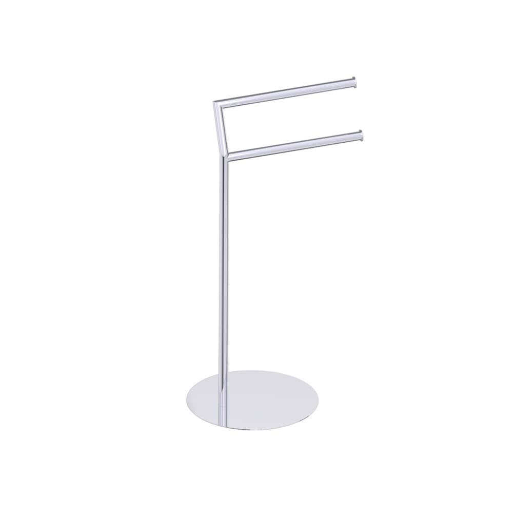 Kartners - Free Standing - Round Double Towel Rail -Polished Chrome - Polished Chrome