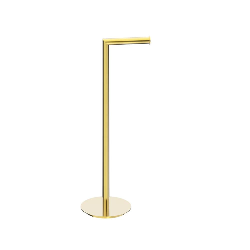 Kartners - Free Standing - Round Toilet Paper Holder-Brushed Gold - Brushed Gold