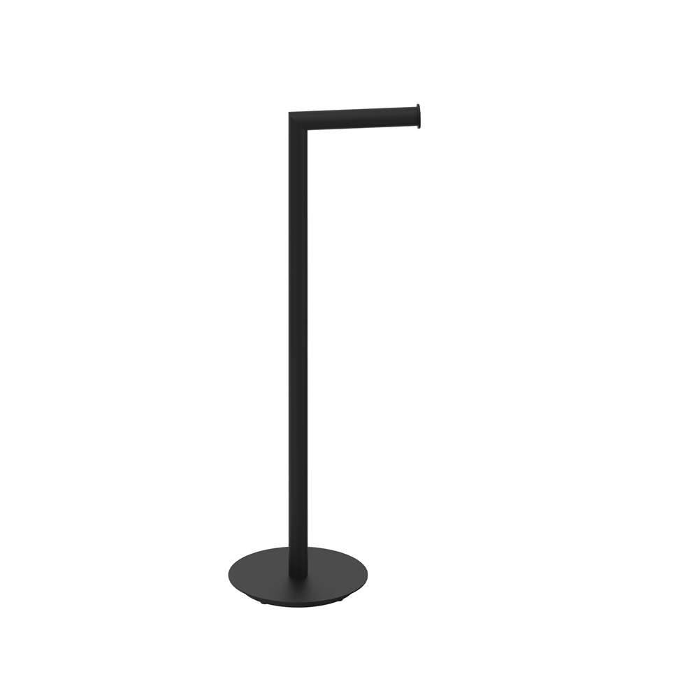 Kartners - Free Standing - Round Toilet Paper Holder-Matte Black - Matte Black
